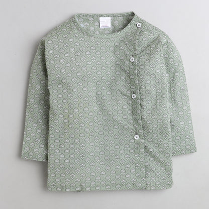 Polka Tots Dhoti Kurta Set for Boys 100% Super Soft Cotton Traditional Ethnic Wear For Kids - Green