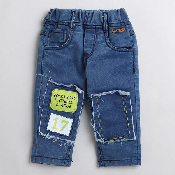 Polka Tots Football League 17 patch Denim - Blue