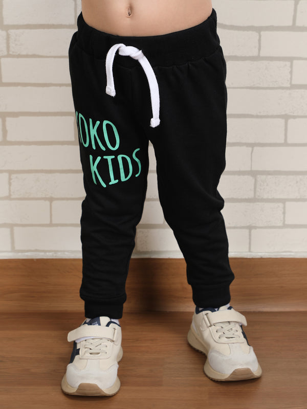 Polka Tots Full sleeve Koko kids print Co-ord Set - Black