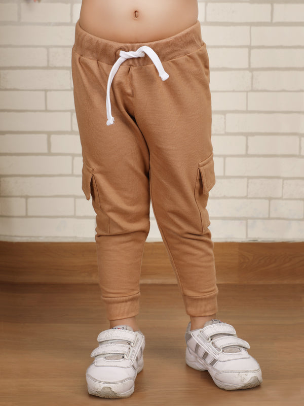 Polka Tots Full sleeve Bear print Co-ord Set - Brown