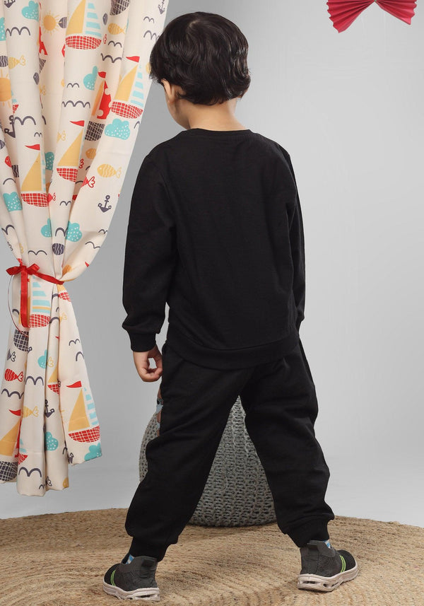 Polka Tots Full Sleeve Koala Print Co-ord set - Black