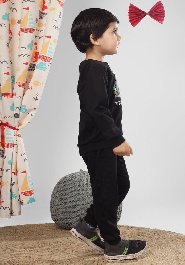 Polka Tots Full Sleeve Koala Print Co-ord set - Black