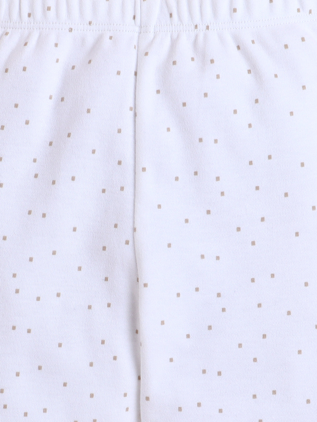 Polka Tots Full Sleeve Teddy Bear Print Cotton Co-ord Jogger Set – White