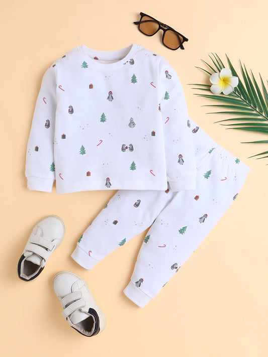 Polka Tots Full Sleeve Co-ord Joggers - White