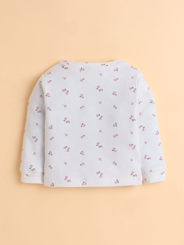 Polka Tots Full Sleeve Flower Print Cotton Co-ord Jogger Set – Pink