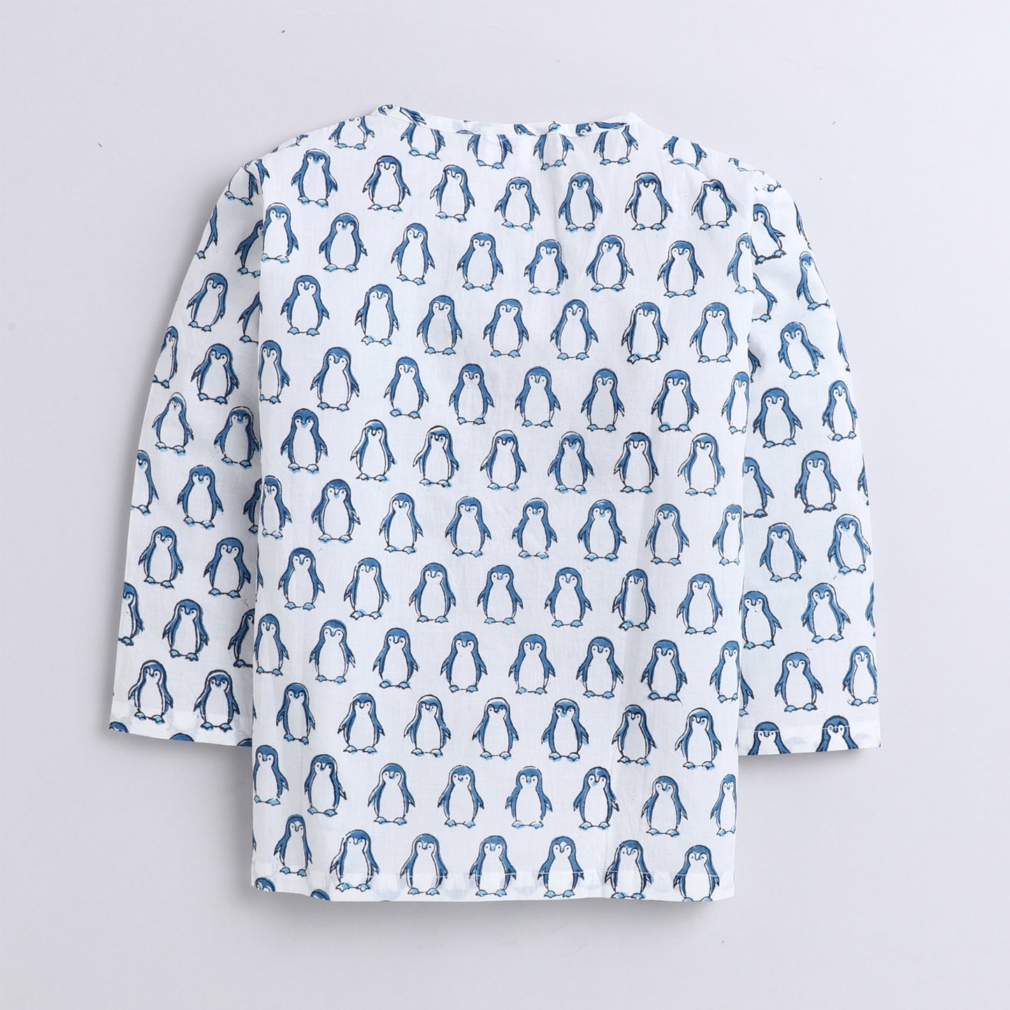 Polka Tots Kurta Pajama for Kids 100% Super Soft Cotton Night Suits for Boys & Girls Penguin Blue