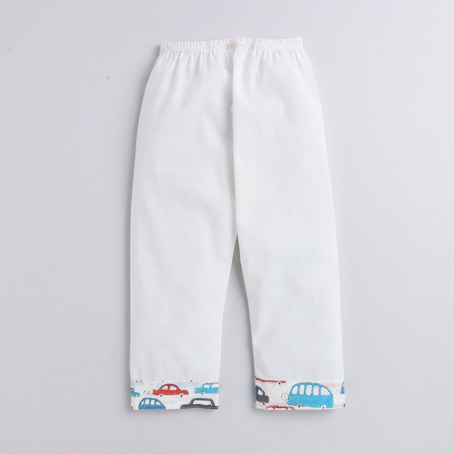 Polka Tots Kurta Pajama for Kids 100% Super Soft Cotton Night Suits for Boys & Girls Car White