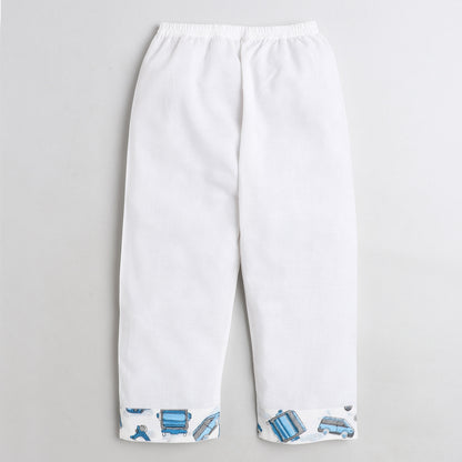 Polka Tots Kurta Pajama for Kids 100% Super Soft Cotton Night Suits for Boys & Girls Vehicle - Blue