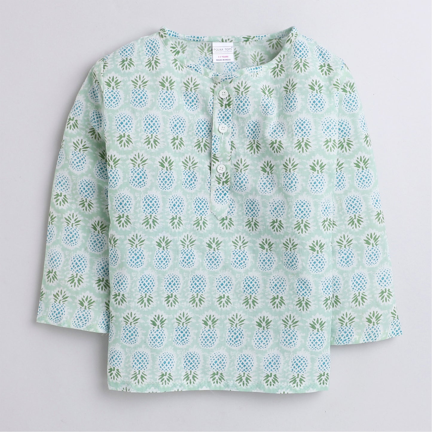 Polka Tots Kurta Pajama for Kids 100% Super Soft Cotton Night Suits for Boys & Girls - green