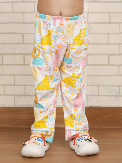 Polka Tots Full sleeve Animal print Night suit - Multicolor