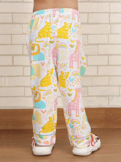 Polka Tots Full sleeve Animal print Night suit - Multicolor