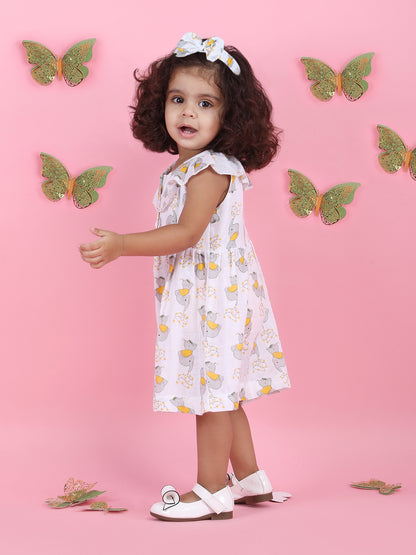 Polka Tots Sleeveless Jumbo jr. print frock with headband - Multicolor