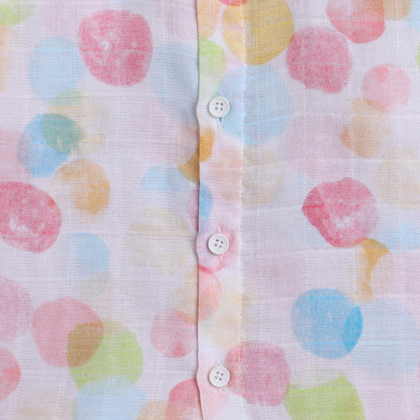 Polka Tots Soft Muslin Cotton Half sleeves Polka Dots print Jhabla and Pant Set - Multicolor