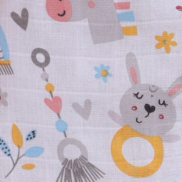Polka Tots Soft Muslin Cotton Half sleeves Hello Baby print Jhabla and Pant Set  - Multicolor