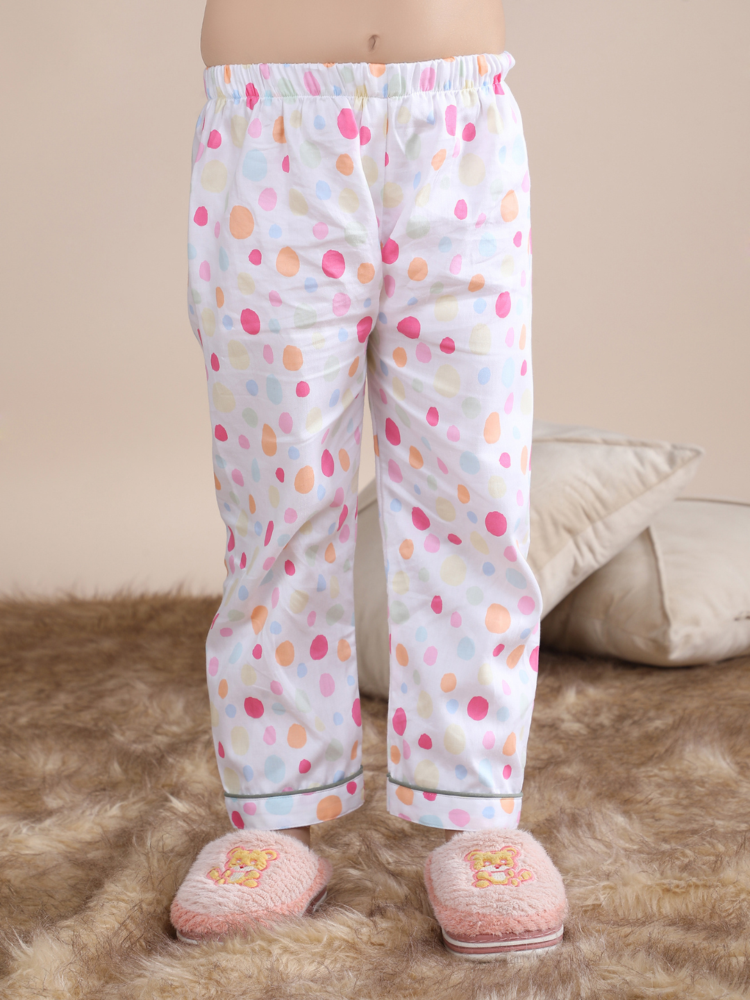 Polka Tots Half sleeves Polka Dots print Night Suit - Multicolor