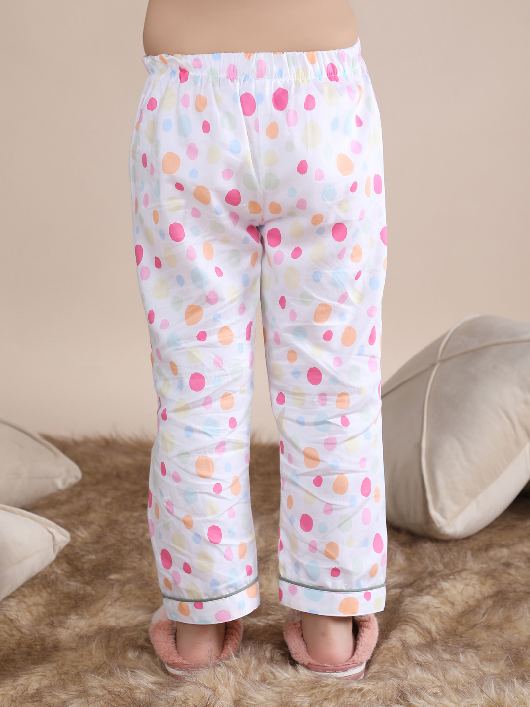 Polka Tots Half sleeves Polka Dots print Night Suit - Multicolor