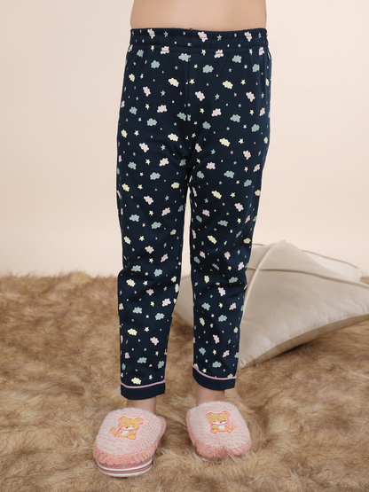 Polka Tots Half sleeves Unicorn Print Night Suit - Lilac