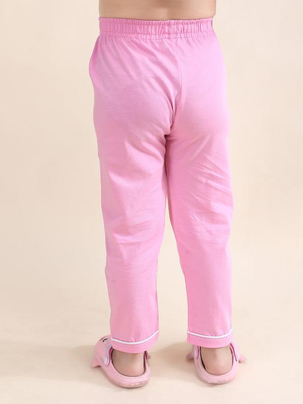 Polka Tots Half sleeves Cute Angel Print Night Suit - Pink