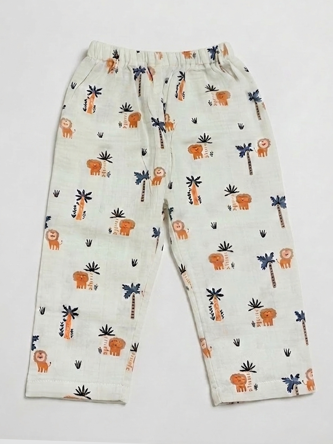 Polka Tots Wrinkled Muslin Cotton Animal Print Kediya Jhabla & Pant Set - Light Green