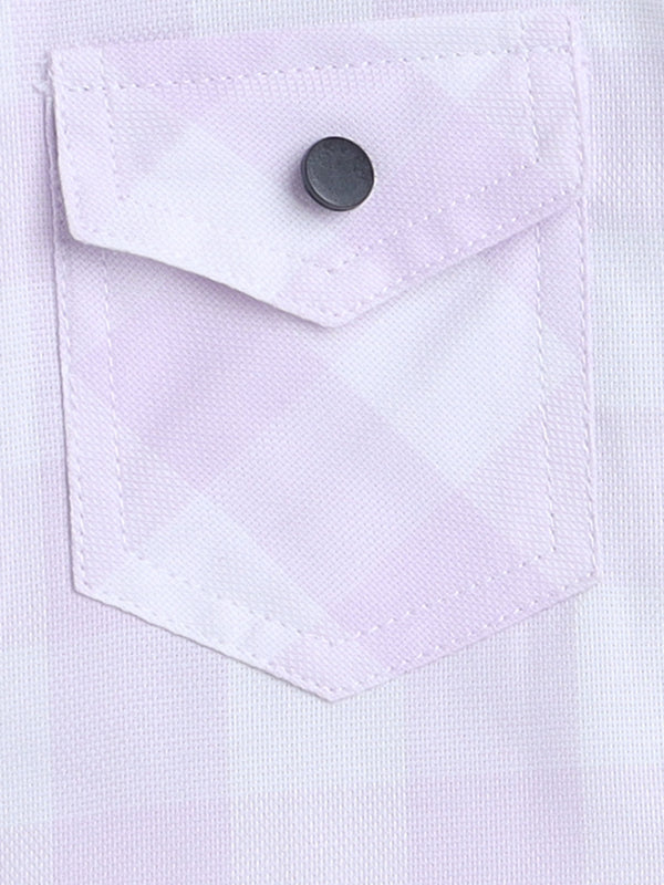 Polka Tots Half Sleeve Checks print Shirt Romper with Bow - Pink