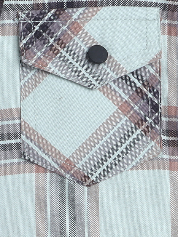Polka Tots Half Sleeve Checks print Shirt Romper with Bow - Green