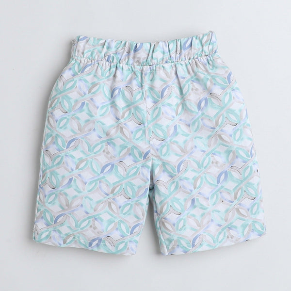 Polka Tots Cotton Half Sleeves Kids Shirt With Shorts, Co-ord Set All Over Print - Sky Blue