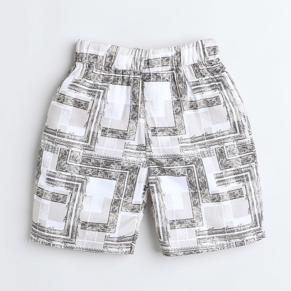 Polka Tots Cotton Half Sleeves Shirt With Shorts, Co-ord Set All Over Print - White & Black