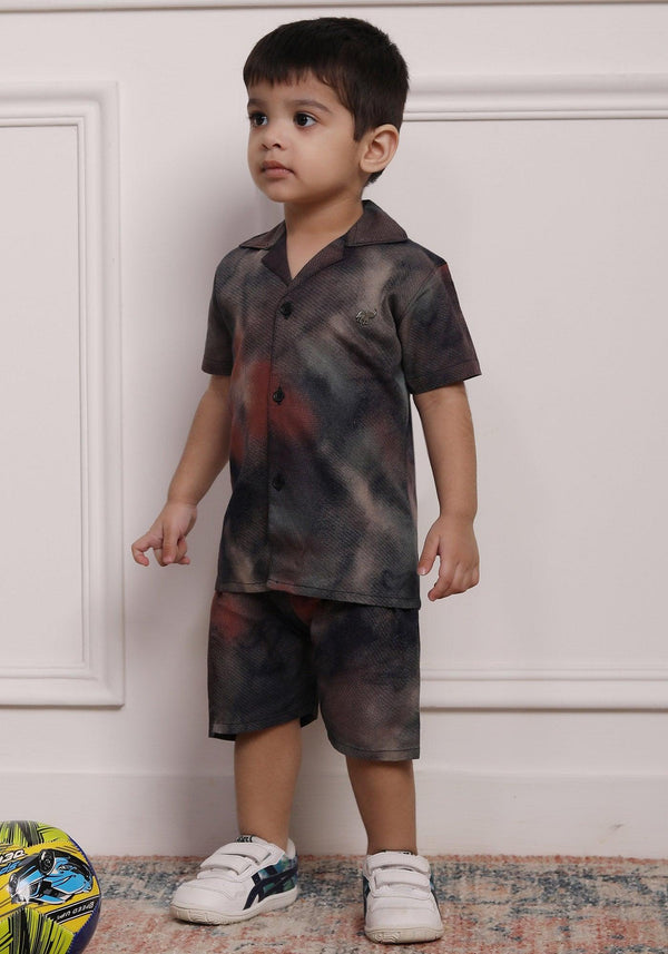 Polka Tots Cotton Half Sleeves Shirt With Shorts/Co-ord - Black