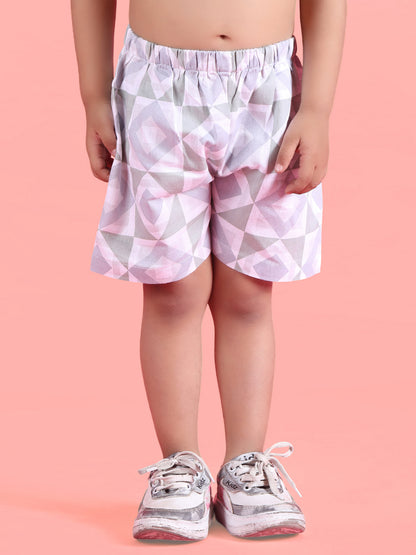 Polka Tots Half Sleeves Co-ord Shorts - Grey