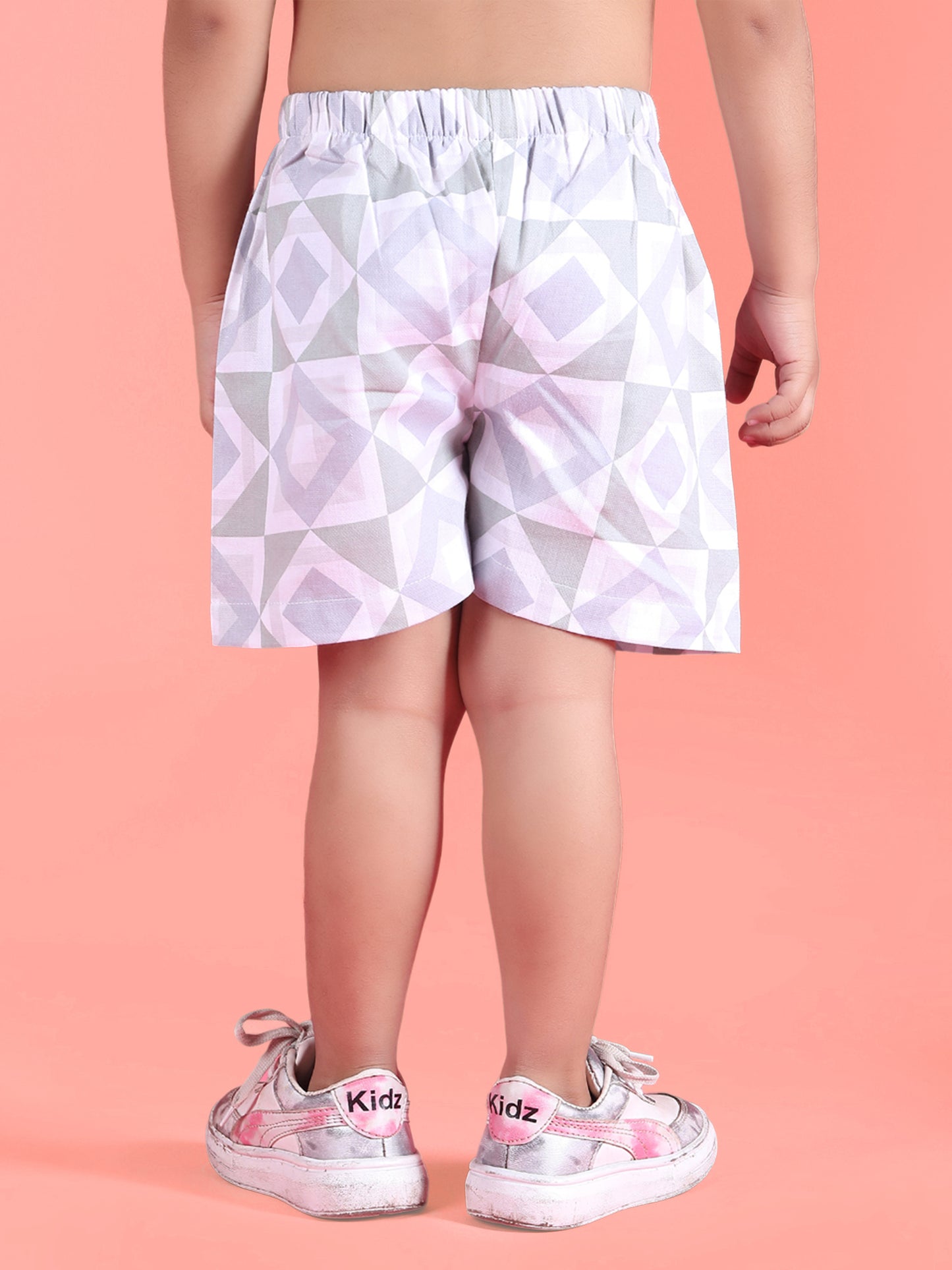 Polka Tots Half Sleeves Co-ord Shorts - Grey