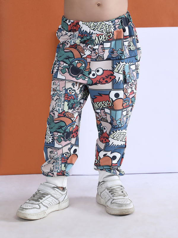 Polka Tots Half Sleeve Cartoon Print T-shirt Jogger - Multicolor