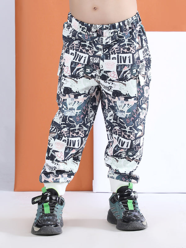 Polka Tots Half Sleeve Graphic Print T-shirt Jogger - Navy Blue