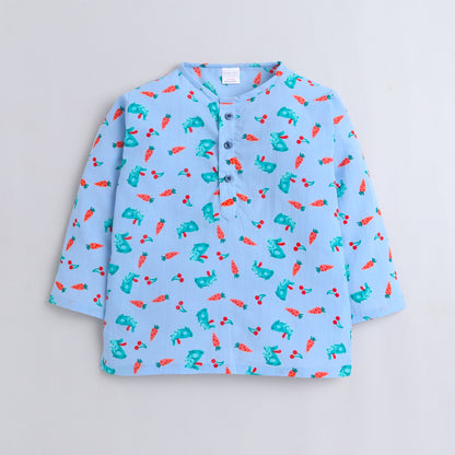Polka Tots Kurta Pajama for Kids 100% Super Soft Cotton Night Suits for Boys & Girls Carrot Blue