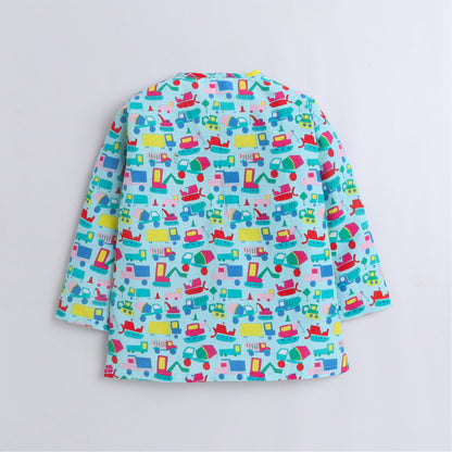 Polka Tots Kurta Pajama for Kids 100% Super Soft Cotton Night Suits for Boys & Girls Vehicle Green