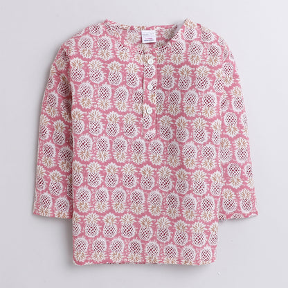 Polka Tots Kurta Pajama for Kids 100% Super Soft Cotton Night Suits for Boys & Girls - pink