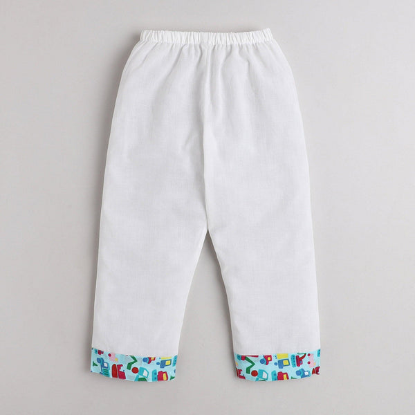 Polka Tots Car print Full Sleeves Front open Nightwear Kurta pyjama set - Blue