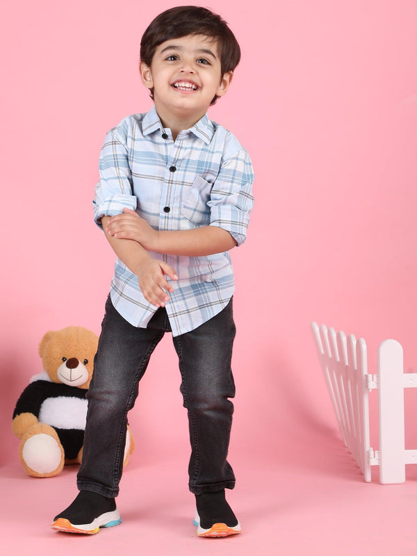 Polka Tots Full Sleeves Cool Dude print Shirt - Blue
