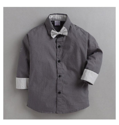 Polka Tots Full Sleeves Shirt - Grey