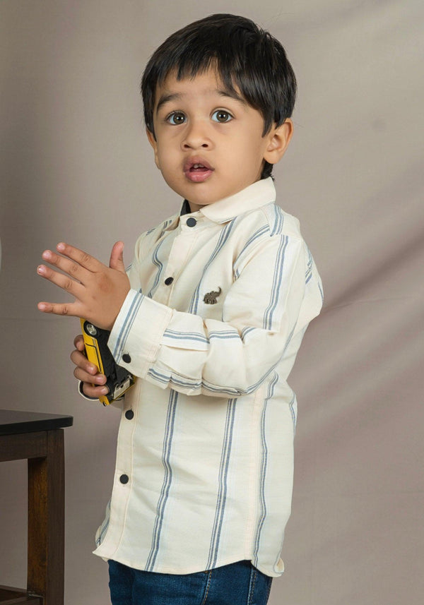 Polka Tots Full Sleeves lining Kids Shirt - Yellow