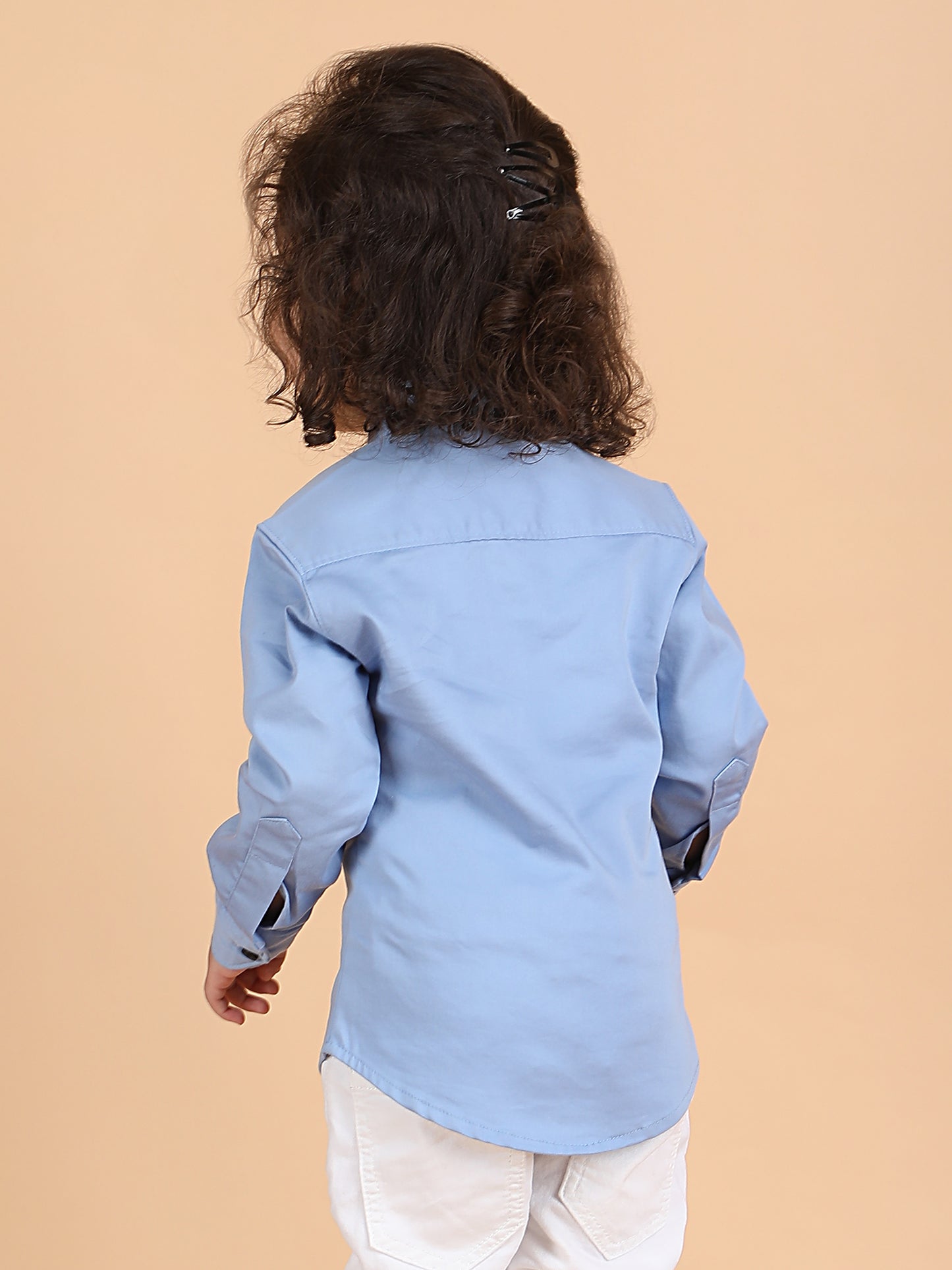 Polka Tots Full Sleeves Lining Shirt - Blue