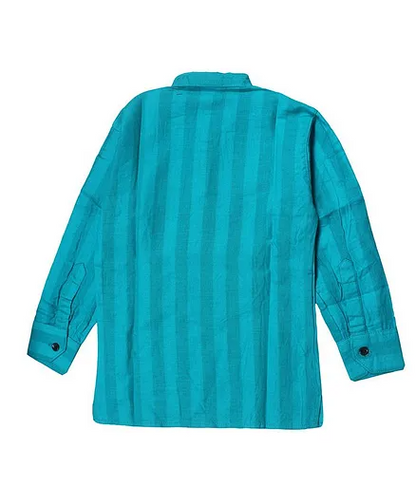 Polka Tots Tiger Embroidered Full Sleeves Kurta - Aqua