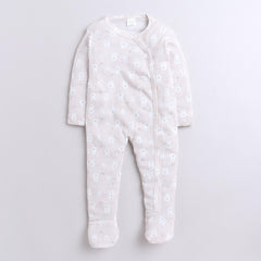 Polka Tots Full Sleeve Bunny Print Footsie - Pink