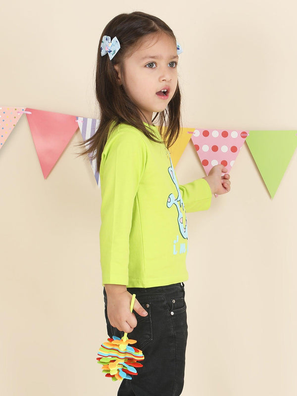 Polka Tots Full Sleeves Im Queen print T-shirt - Green