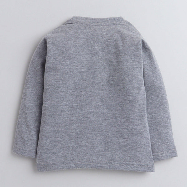 Polka Tots Full Sleeve Football Print T-shirt - Grey
