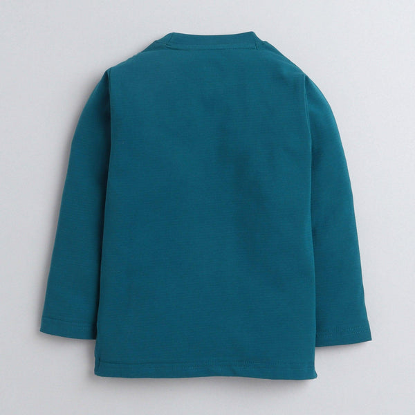 Polka Tots Full Sleeves Start Play Print Tshirt - Blue