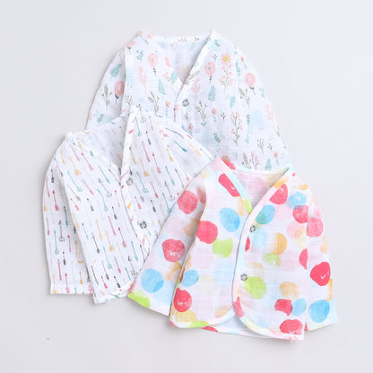 Polka Tots Pack of 3 Full sleeves Vest/Jhabla - Multicolor