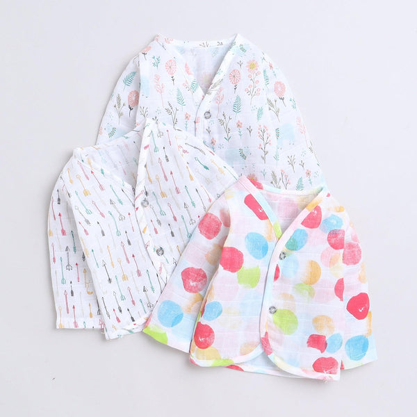 Polka Tots Soft Cotton Pack of 3 Full Sleeves Baby Jhablas