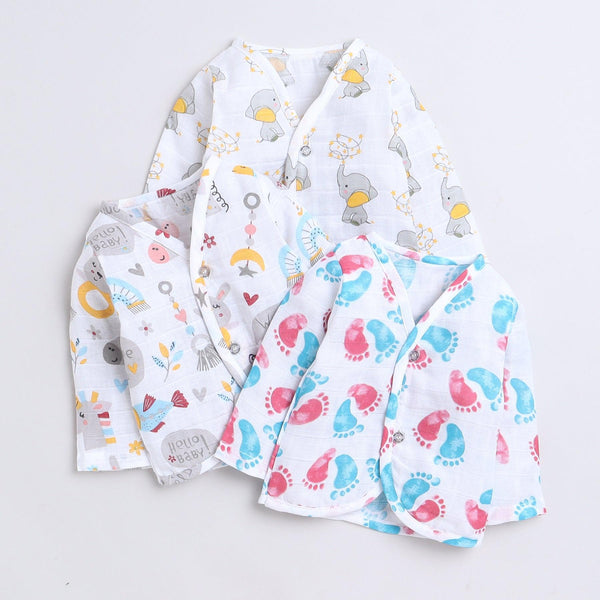 Polka Tots Soft Cotton Pack of 3 Full Sleeves Baby Jhablas