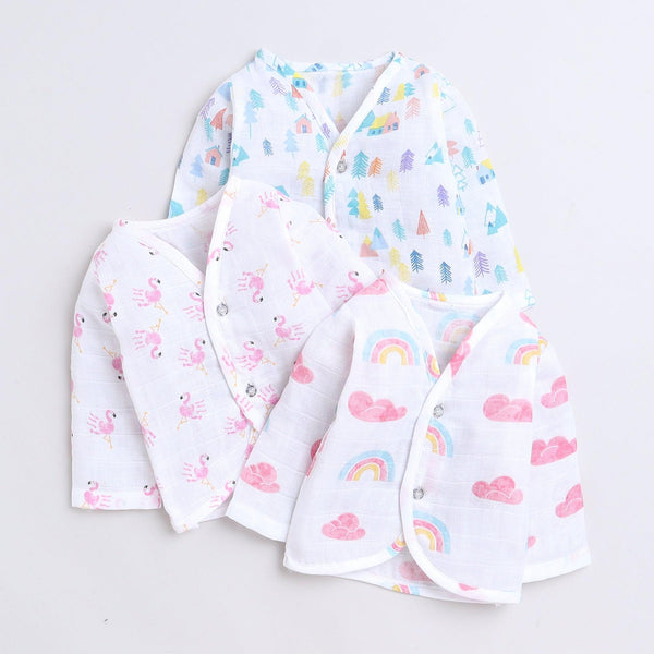 Polka Tots Soft Cotton Pack of 3 Full Sleeves Baby Jhablas