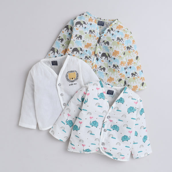 Polka Tots Soft Cotton Pack of 3 Full Sleeves Baby Jhablas